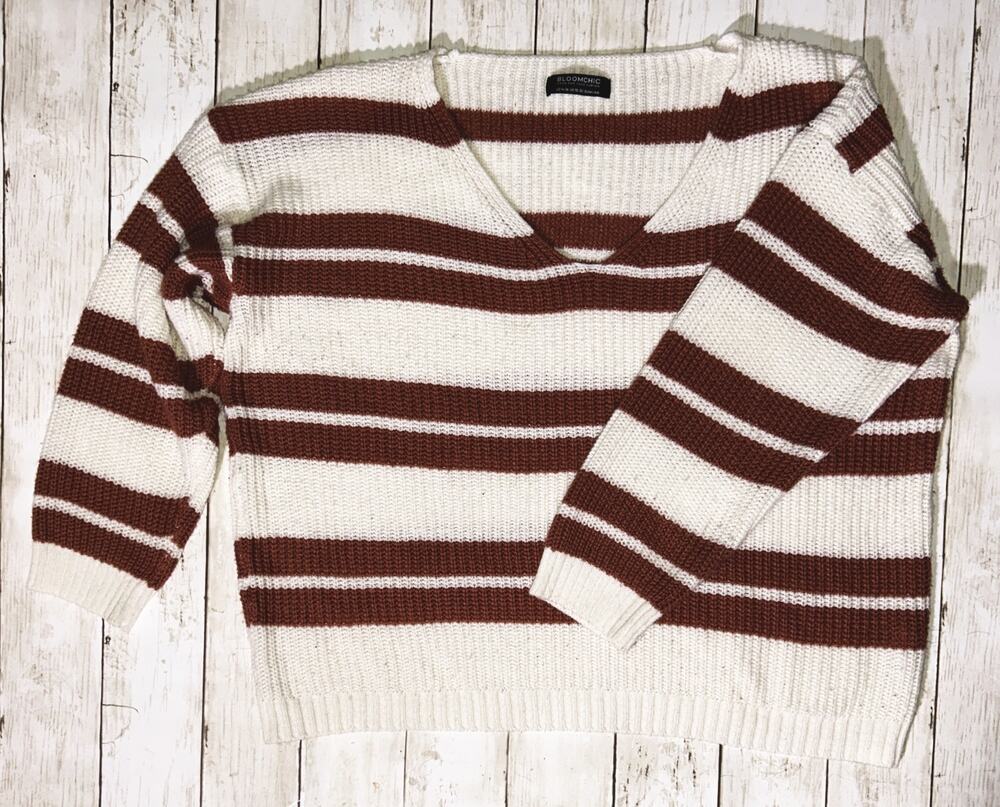 Bloomchic Striped V-Neck Sweater 14/16